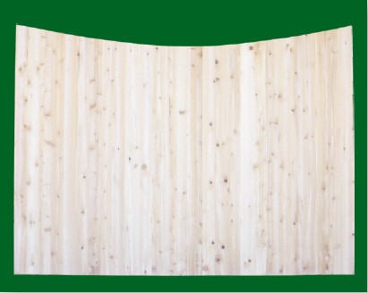 Eastern White Cedar Solid Shaped Privacy Fence panel -Concave -  with pickets cut to the concave.