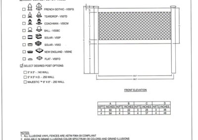 Illusions Vinyl Fence small diagonal sheet lattice panels. ONLY available in 3 or 4 foot heights but in any Classic or Grand Illusions Color Spectrum Series......WoodBond wood grain finishes as well!