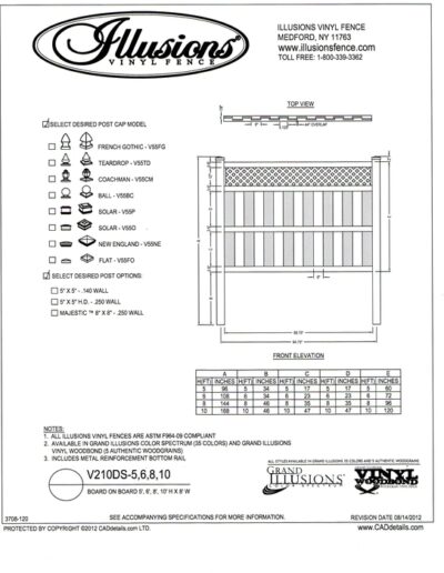 Make a statement. Install Illusions vinyl fence Board on Board panel with a small diagonal lattice top! However, any Illusions product that is ordered in the Classic, Grand Illusions Color Spectrum colors or wood grain finishes will make you the envy of your block.