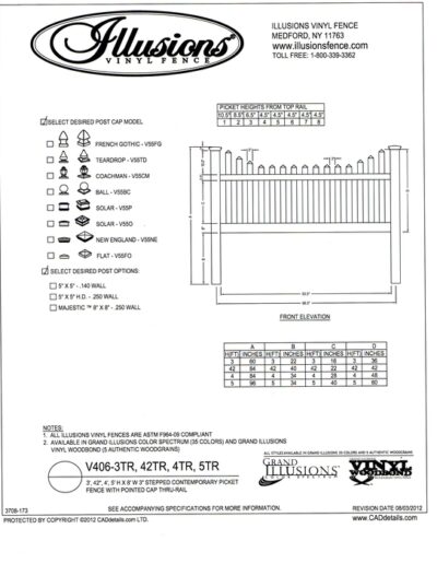 Here is a 2 rail Contemporary spaced picket (7/8x3) with pointed cap and stepped top. Available from Illusions Vinyl Fence - condider ordereing in a Grand illusions vinyl color or a WoodBond wood grain finish.